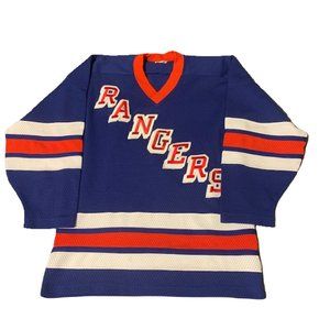 Vintage 90s CCM NHL New York NY Rangers Rare Hockey Jersey Mens Small Sewn blue